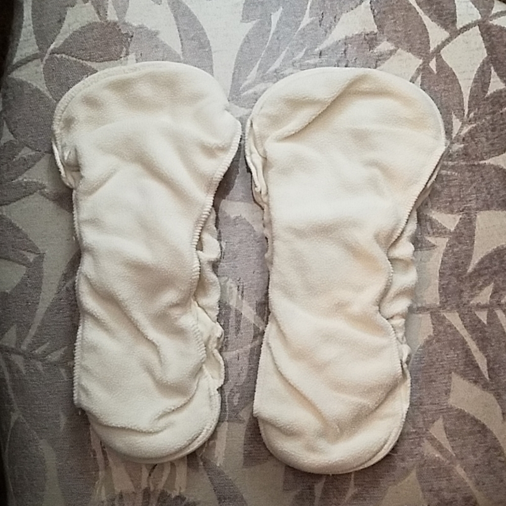2 Grovia Organic cotton snap inserts used